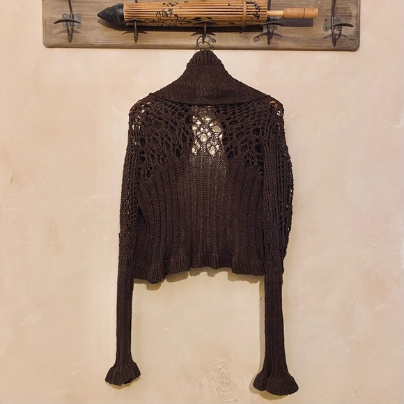 🪶OGO Geral Paris Boho Crochet Bell-Sleeve Sweater Cardigan-S/M - Picture 8 of 16